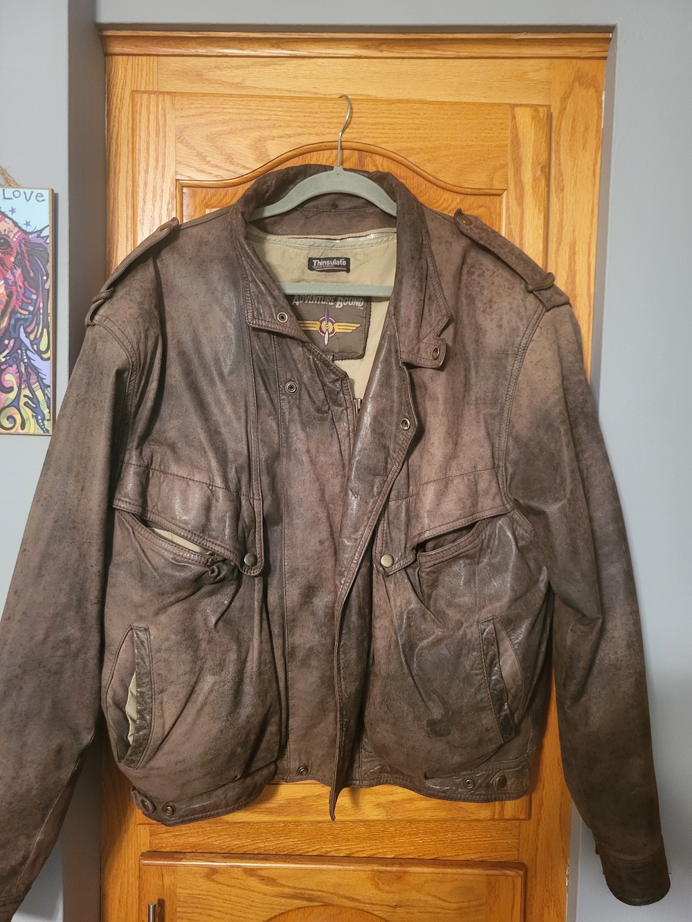 VINTAGE Wilsons Leather Adventure Bound Jacket Mens Large Bomber Thinsulate 90s